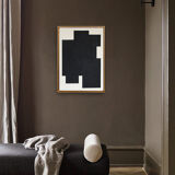 Peinture abstraite minimaliste, signe noir