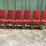 Vintage Louis XIII style chairs sheep bones in beech and velvet.