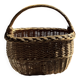 Large antique woven wicker basket with handle H45 L43 D25