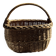Large antique woven wicker basket with handle H45 L43 D25
