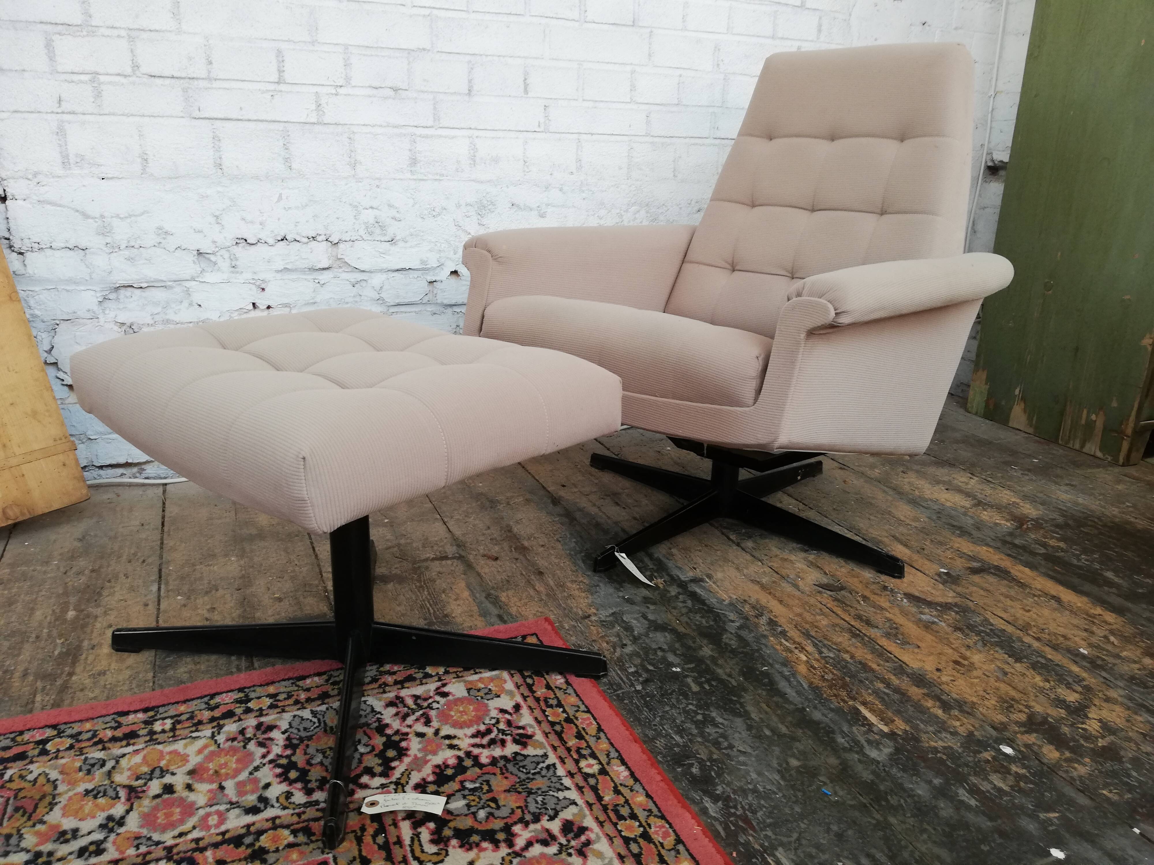 Armchair with Czech footrest, 1960, Munzar and Moravian