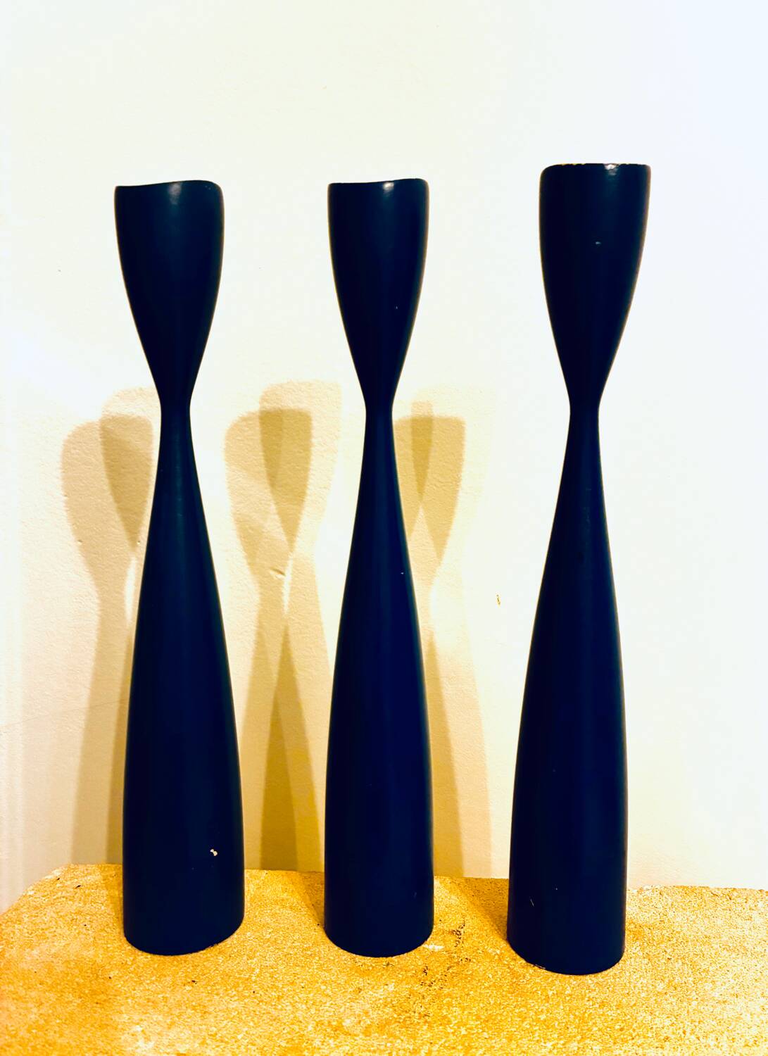 Set of 3 Danish candle holders from the 1950s-60s.
