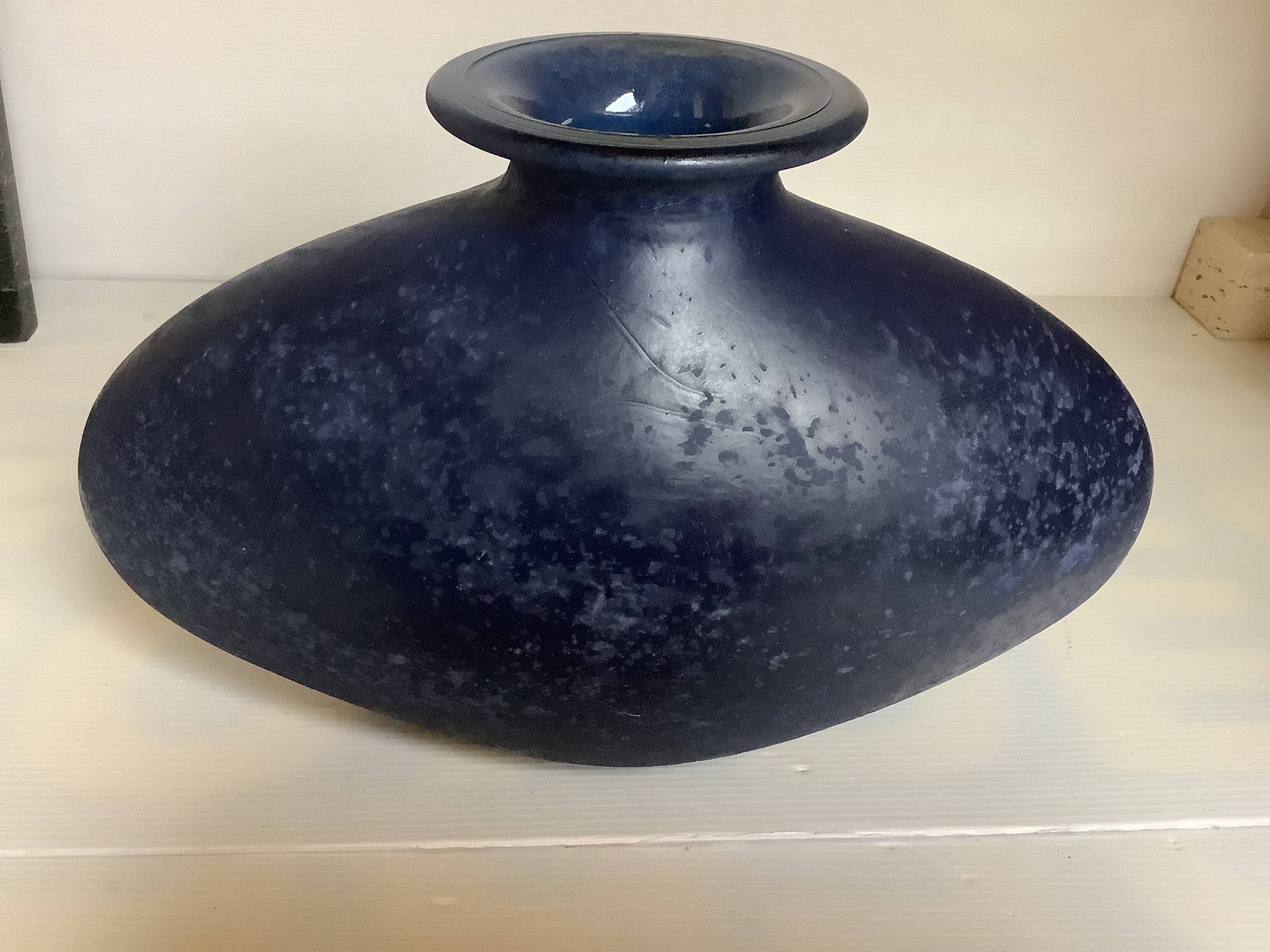 Large blue ovoid Scavo vase