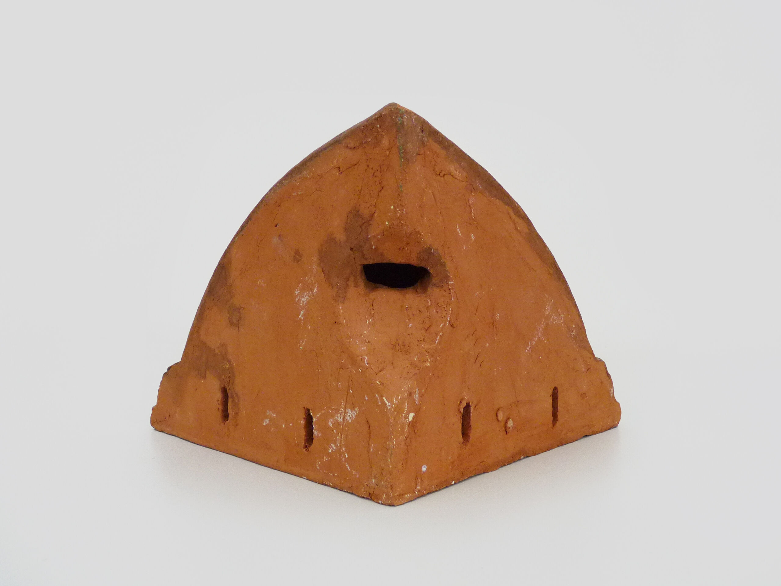 Corner wall lamp in terracotta with fruit decoration, signed D.Chadeau