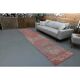 1970s Vintage Turkish Oushak Handmade Wool Cotton Pink Runner Rug 90x365
