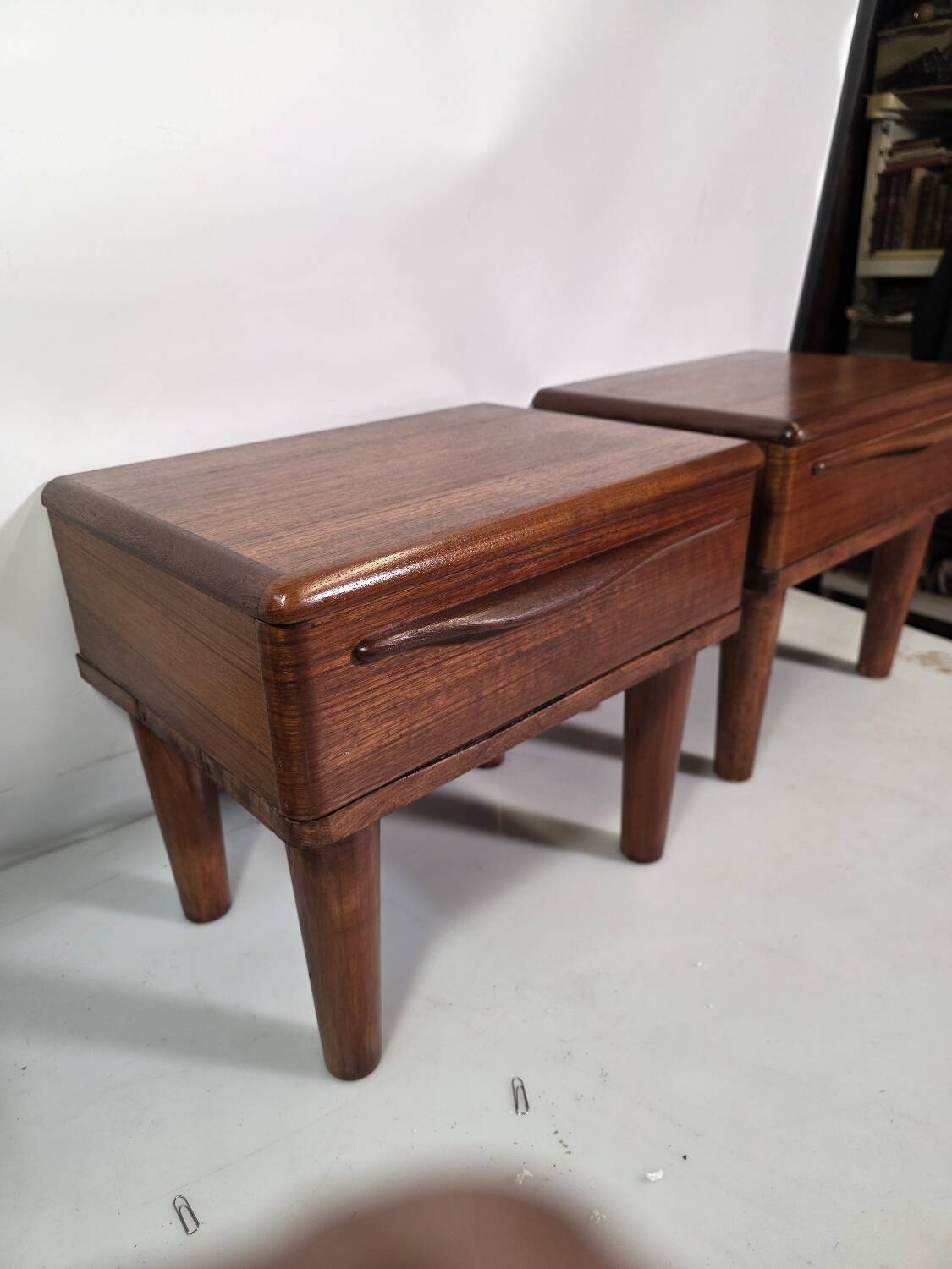 Pair of Scandinavian teak bedside tables from the 1960s.