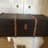 Wooden and leather suitcase