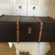 Wooden and leather suitcase