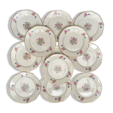 Set of 12 dessert plates carnations digoin sarreguemines