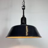 Industrial Black Enamel Factory Lamp with Porcelain Top, 1950s