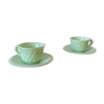 Duo of opaline mint coffee cups