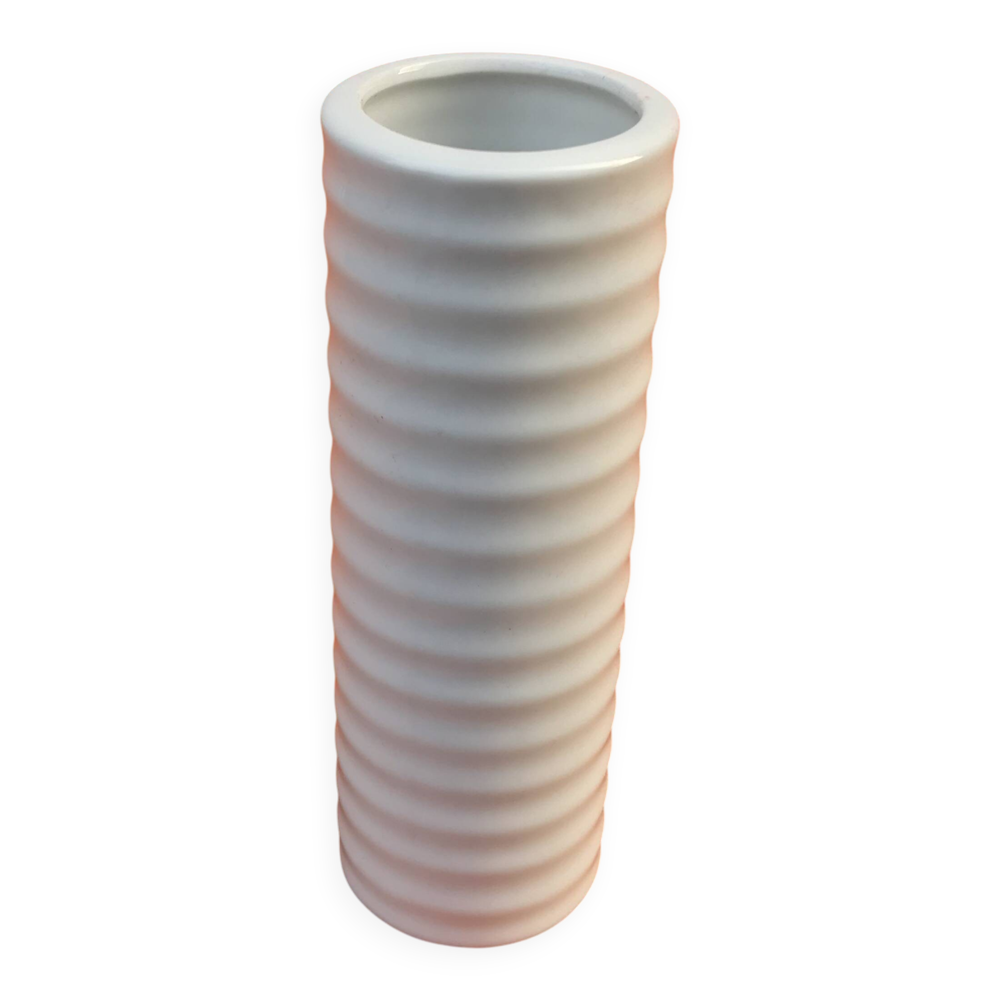 "Groove" Vase White Glazed Ceramic