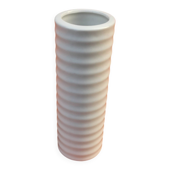 "Groove" Vase White Glazed Ceramic