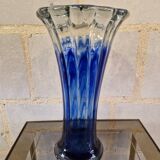 Ancient Blue and Transparent Murano Glass Vase