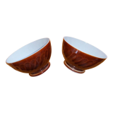 2 brown faceted Sarreguemines bowls