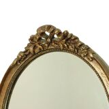 Vintage Oval Gold Leaf Gilded Mirror Resin Classic Sixties