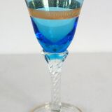 6 multicolored aperitif glasses with twisted legs