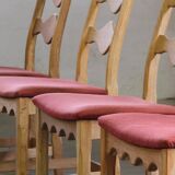 Vintage Danish Brutalist ladderback chairs in oak by Henning Kjærnulf, 1960s, set of 4