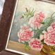 Antique oil painting on cardboard, bouquet of carnations, signed and dated 1899