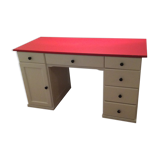 Coffered desk of the 70s in solid wood