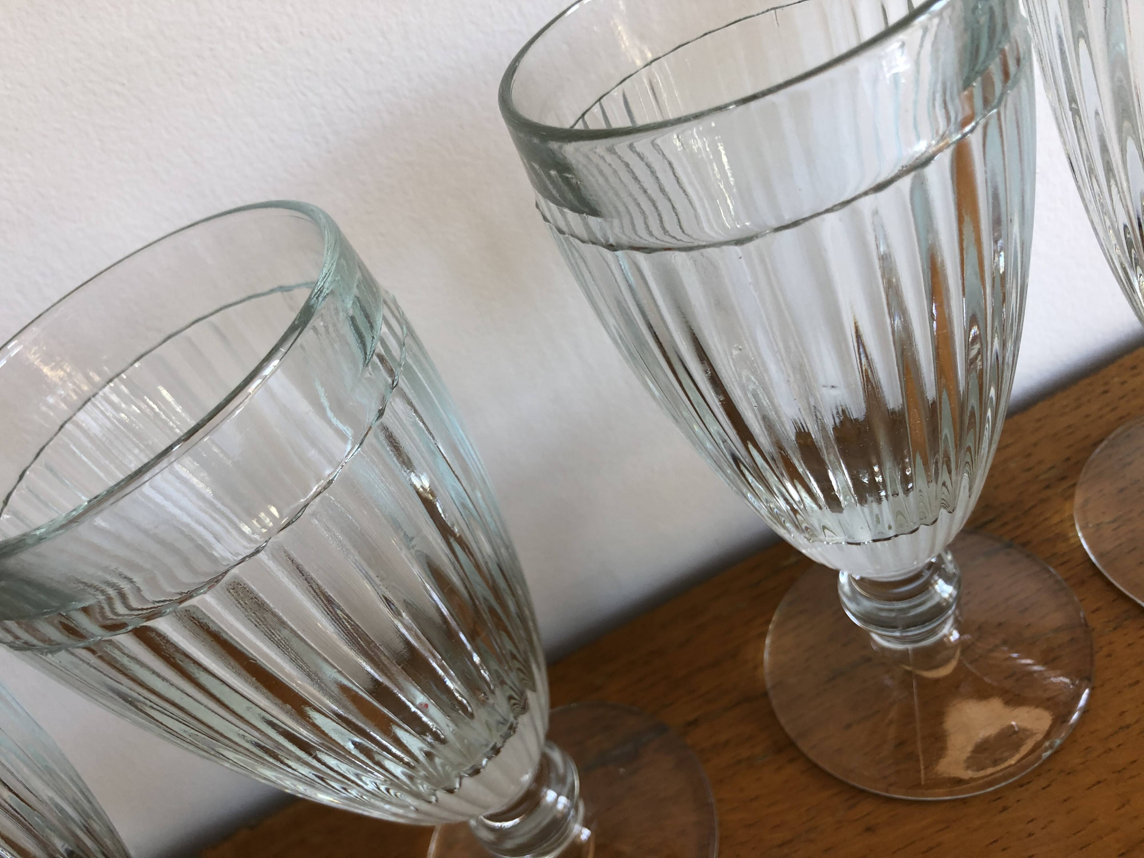 4 bistrot ice cream cups thick glass vintage