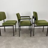 3 chairs 50s metal and green velvet ideal vintage style desk