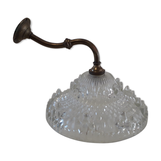 Glass and art deco brass wall lamp