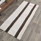 Short White Brown Turkish Kilim Runner Rug, 75x174Cm