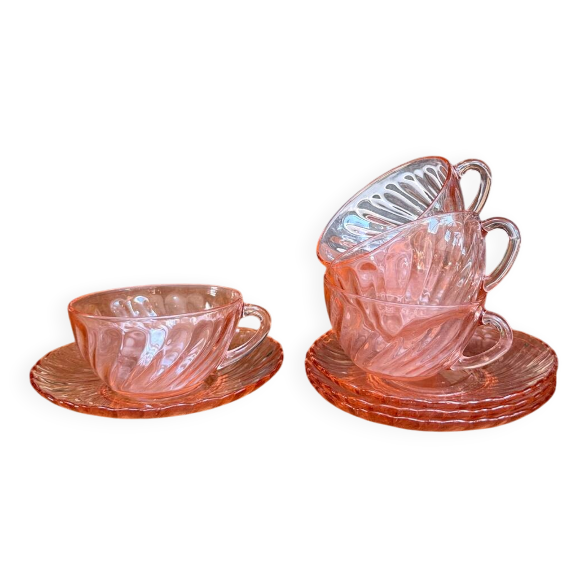 Rosaline pink glass coffee set