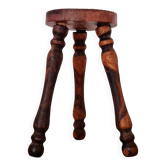 Tabouret en bois tripode - brutaliste