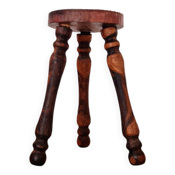 Tabouret en bois tripode - brutaliste
