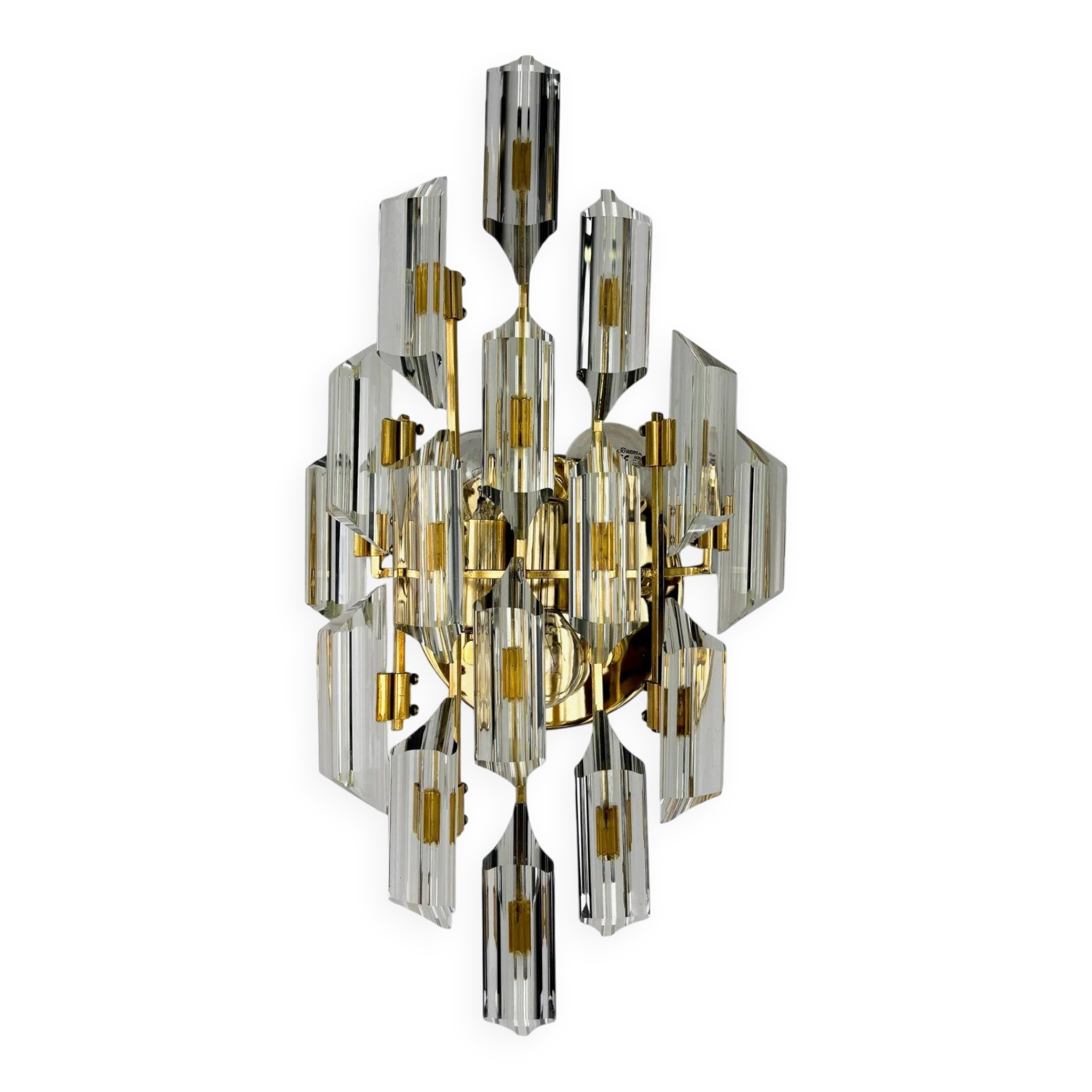 Oscar Torlasco for Stilkronen wall sconce, cut Murano glass, Italy, 1970s