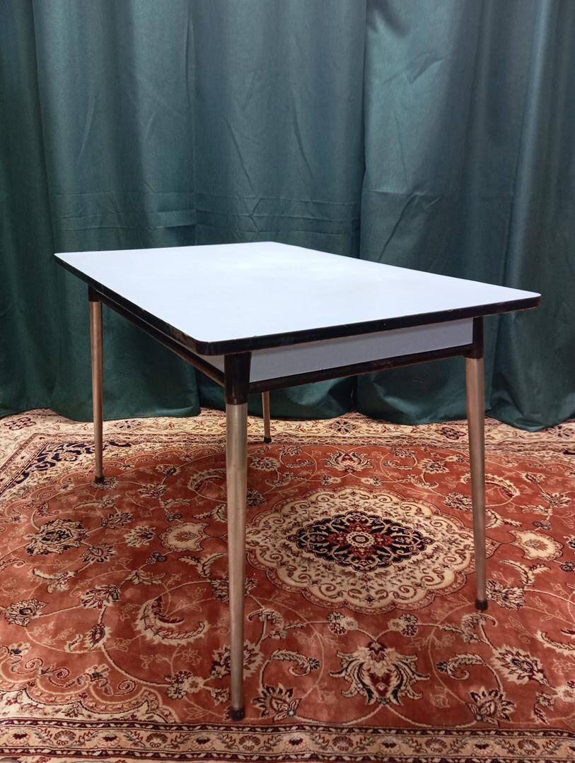 blue formica table