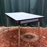 blue formica table