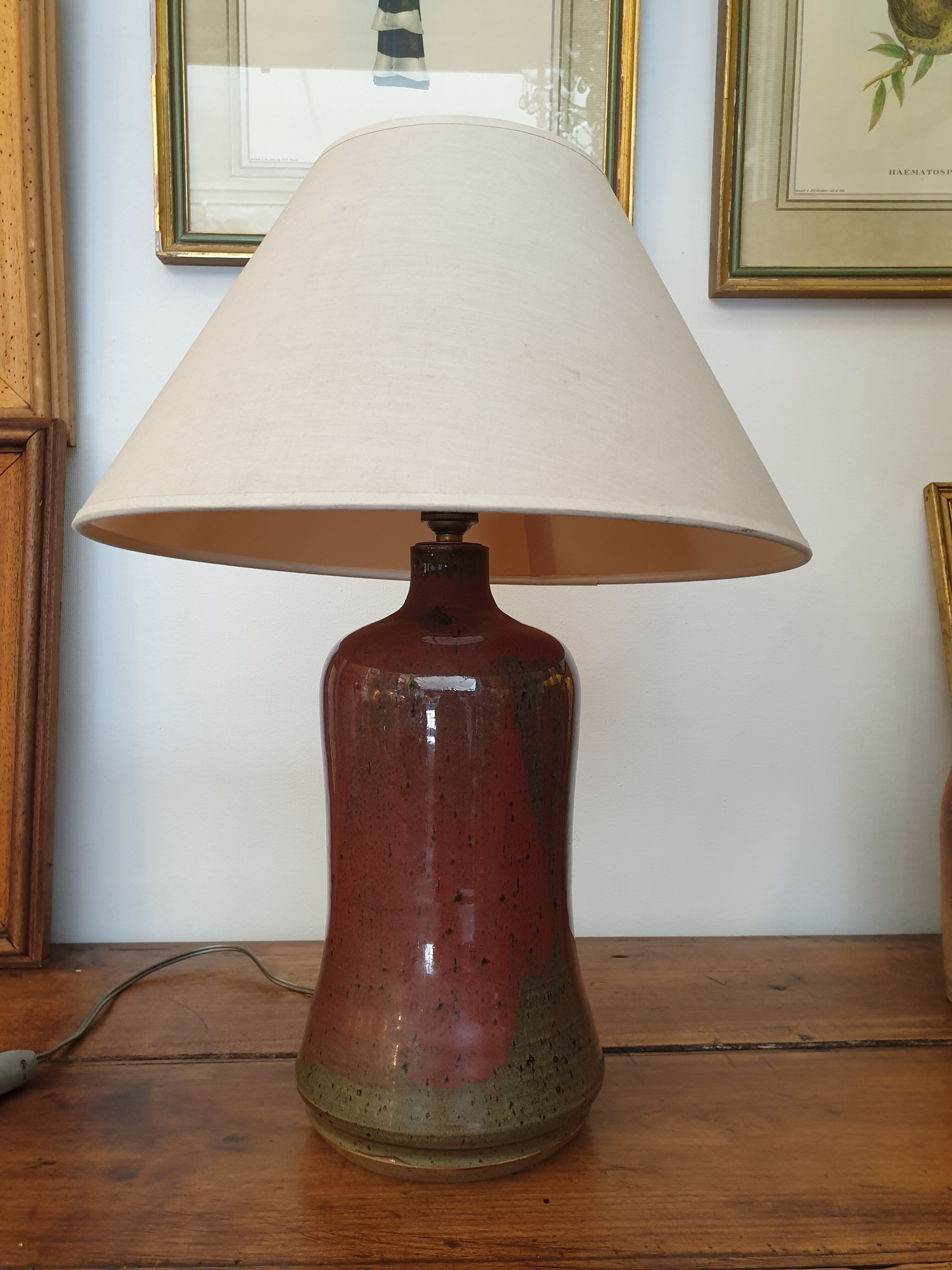 Vintage lamp foot in enamelled pyrity stoneware