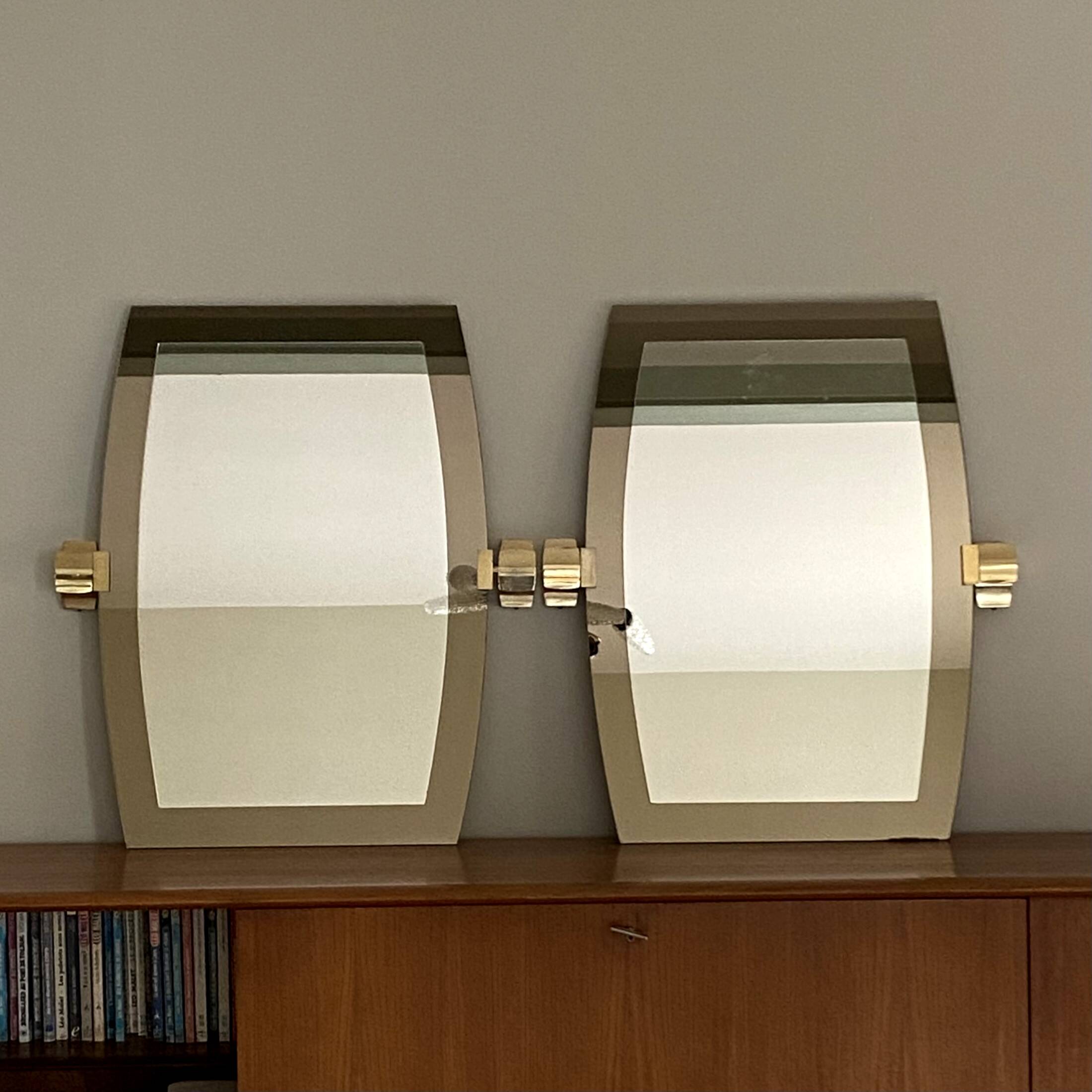 2 large two-tone mirrors Italy 1960 1970 Veca vintage two-tone
