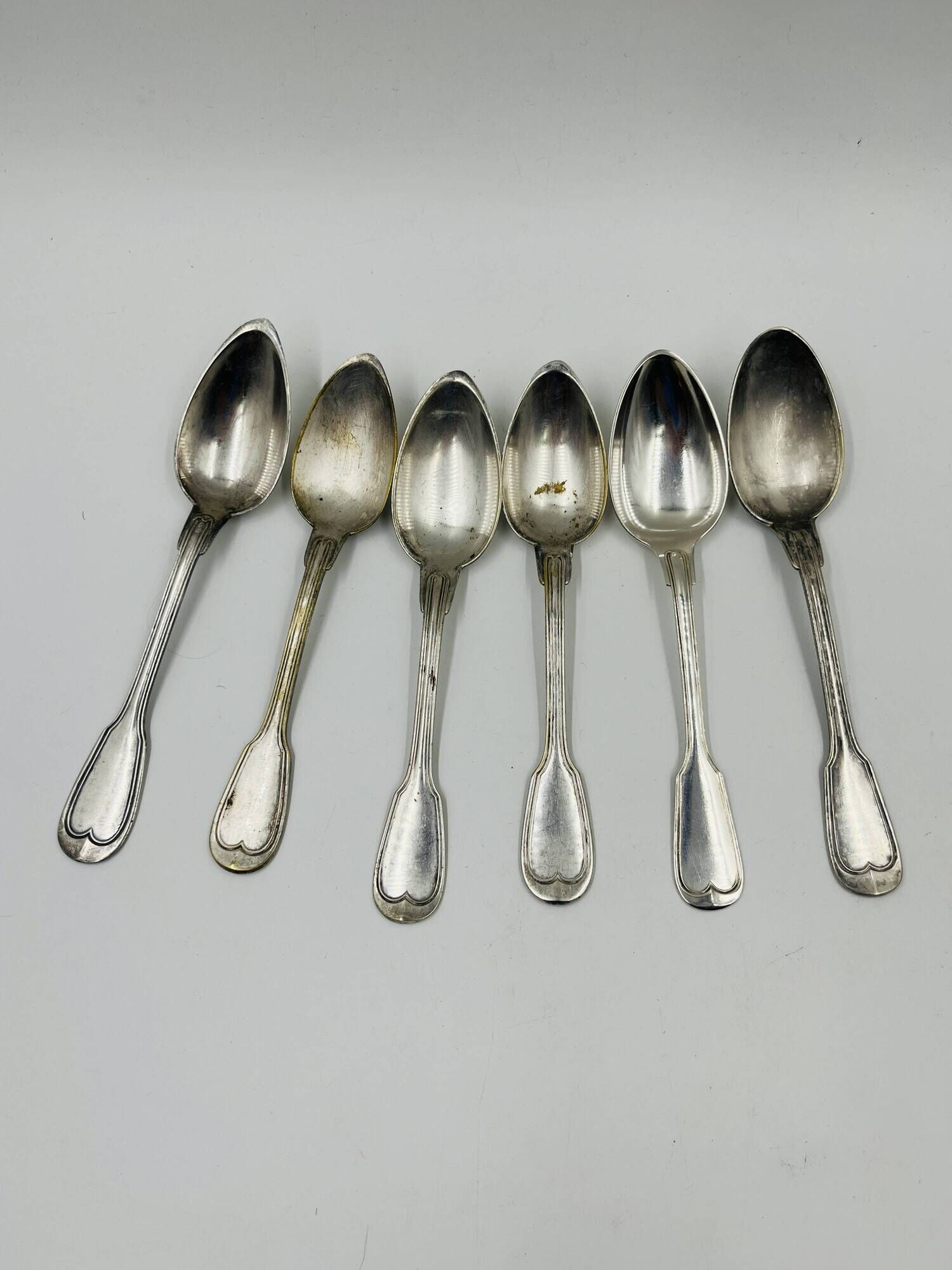 Lot of 6 Silver-Plated Metal Soup Spoons Wiskemann