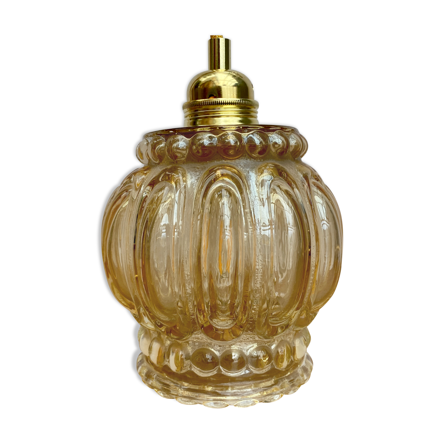 Vintage amber glass globe walker