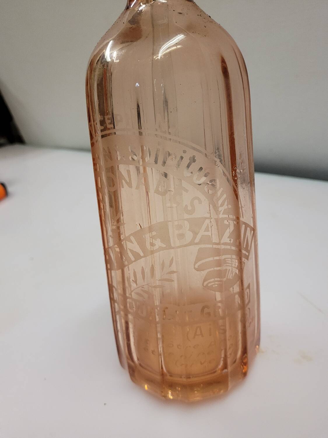 Old Siphon Selzt water bottle with marking