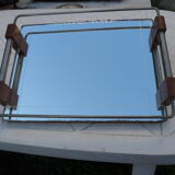Wooden serving tray and mirror