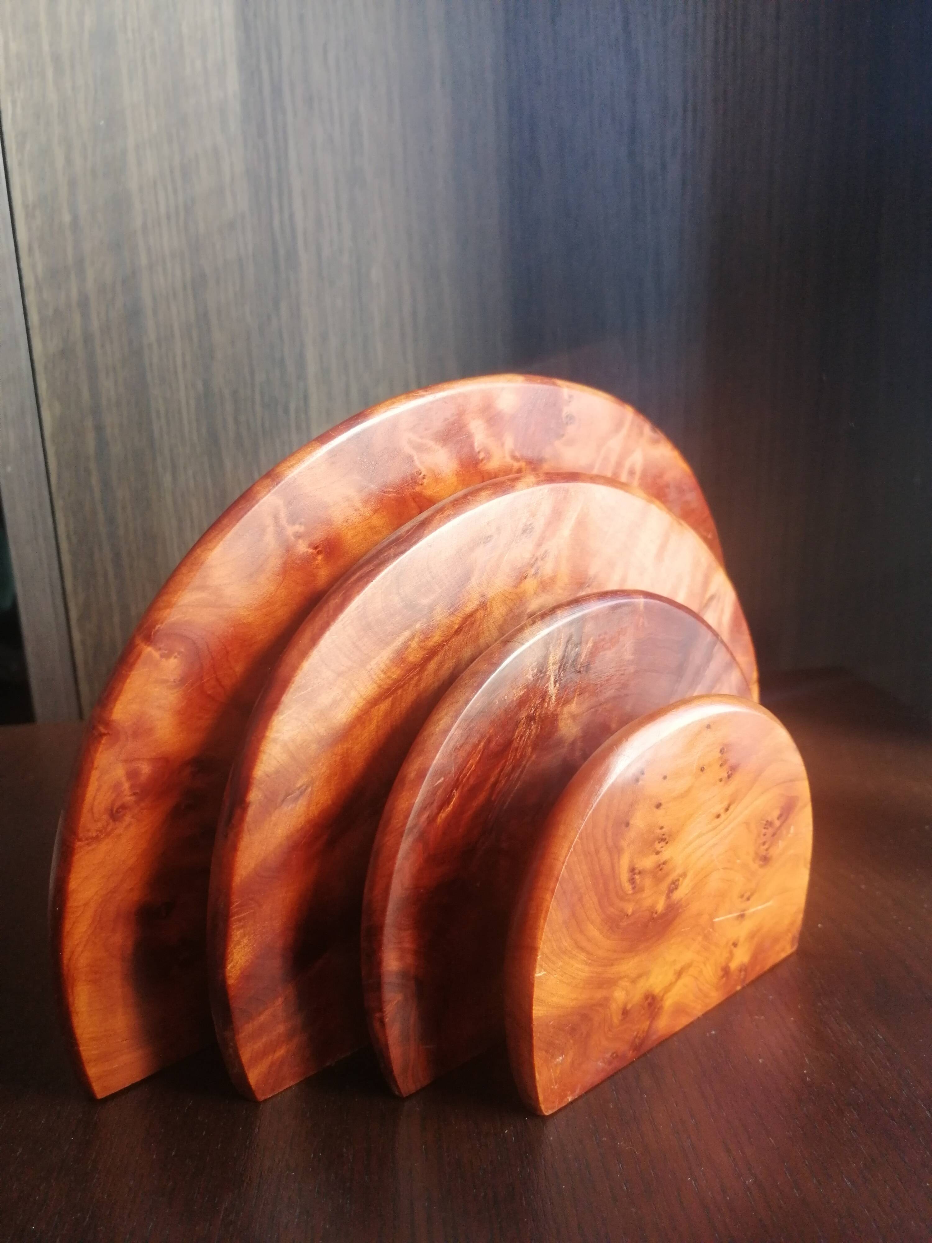 Art-Deco mail holder in raw wood