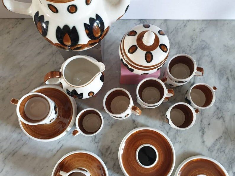 Full-scale coffee service model "Kimono" manufacture Boch Louvière 1968