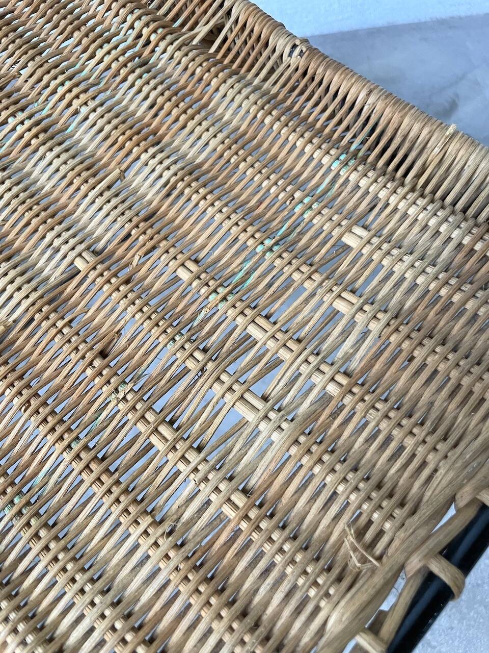 Set of three Raoul Guys wicker and metal stools