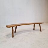 Banc en tronc d'arbre en bois, France 1960