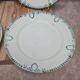 Set of 4 antique plates, Terre de fer Saint-Amand, green decoration.