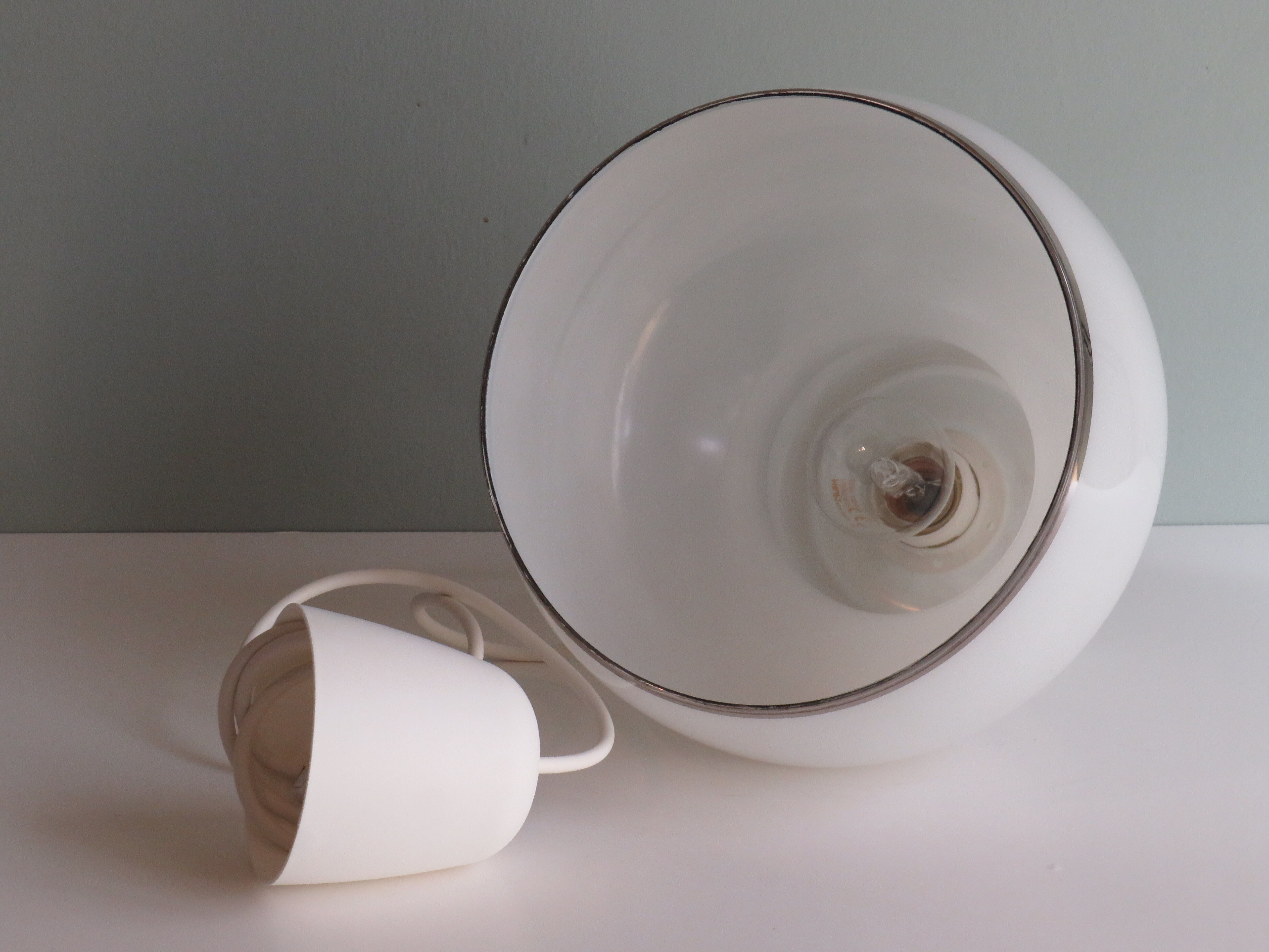 White opaline suspension Italy 1970