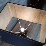 lampe laquée noire et laiton abat jour pagode vintage 1970