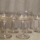 Suite of 12 crystal champagne glasses