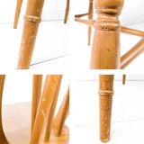 Paire de chaises vintage bois clair, dossier à barreaux, style campagne chic