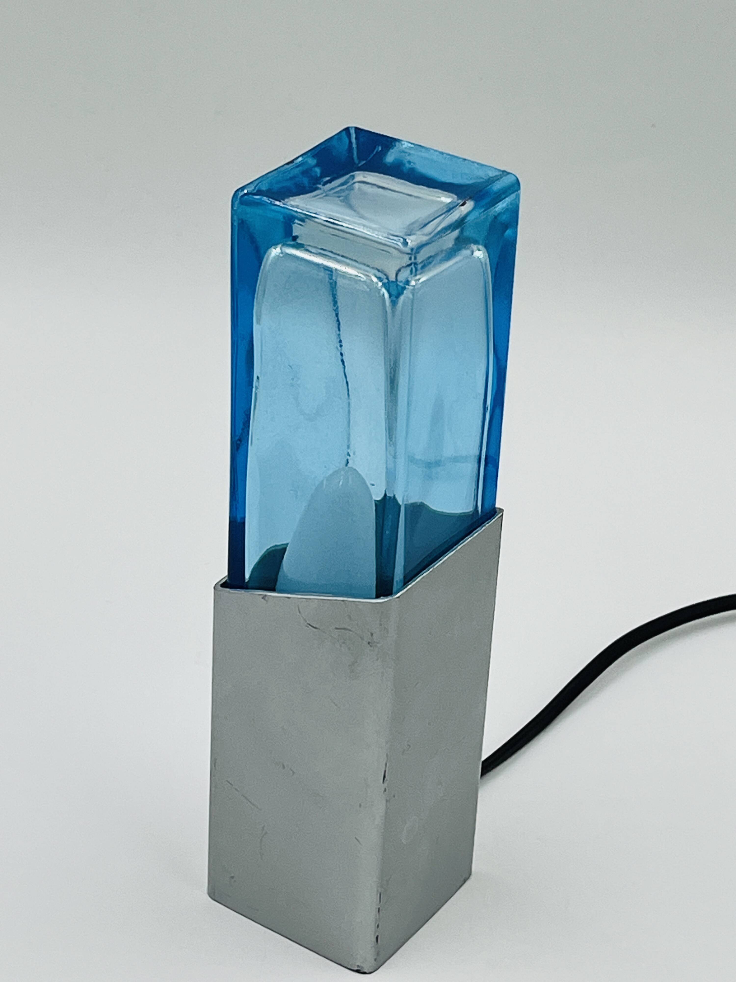 Space Age Glass Block Lamp Murano 1970